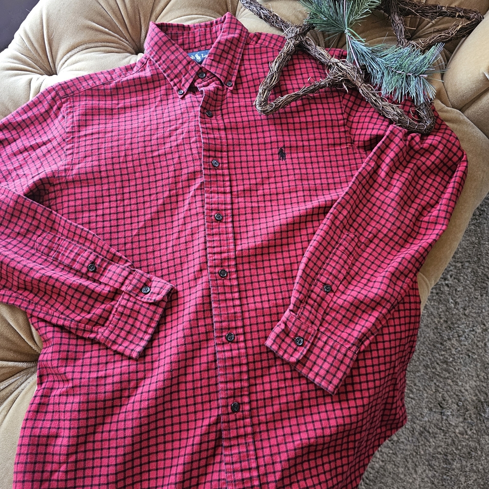 Ralph Lauren Flannel Red and Black Flannel Checkered Shirt Mens Medium